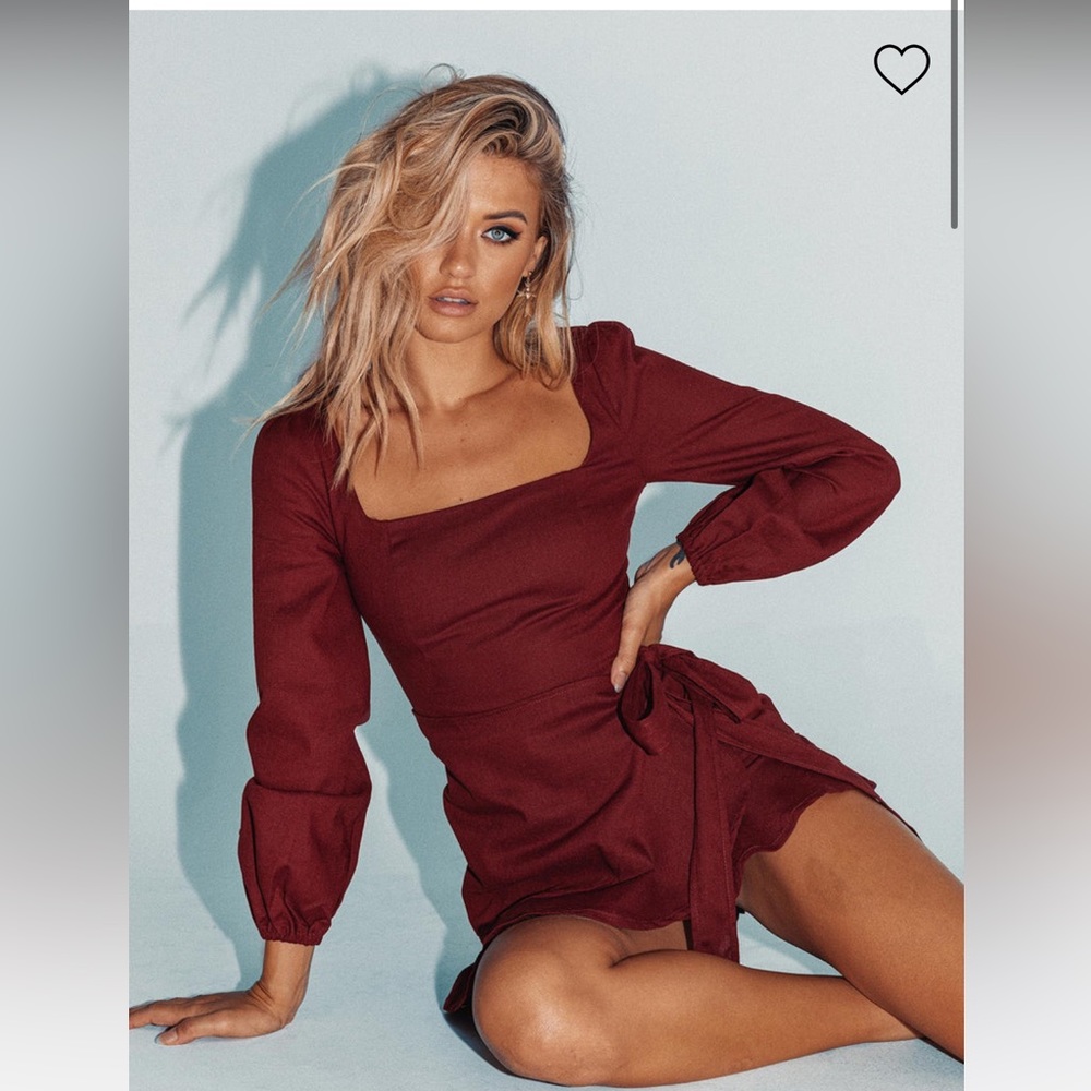 Princess Polly Burgundy Long Sleeve Mini Dress
